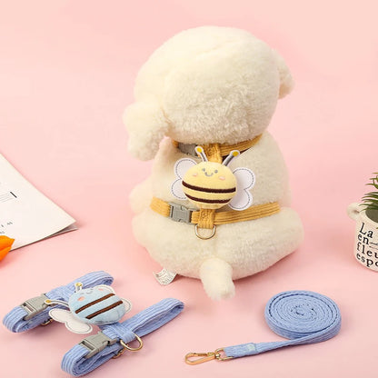 Pet chest and back lightweight cat chest and back fashionable cute little bee chest and back dog out door traction rope