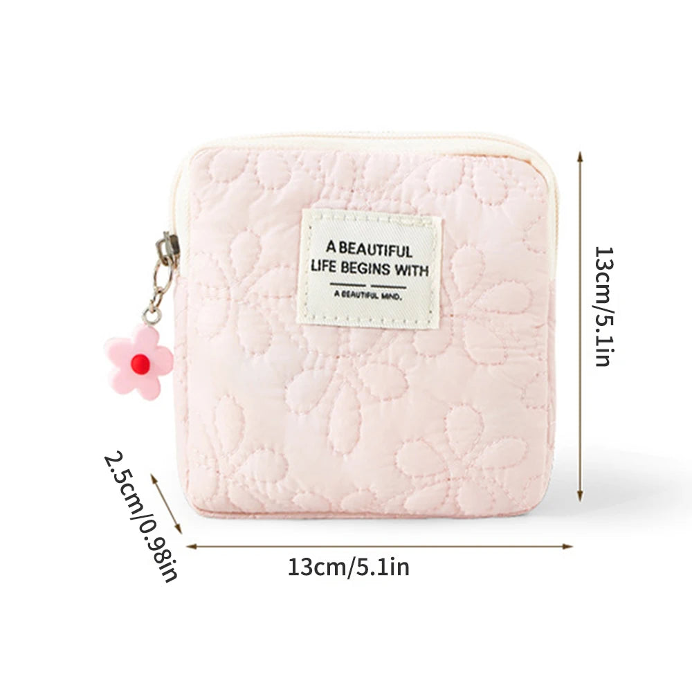 Fashion Women Small Cosmetic Bag Travel Mini Sanitary Napkins Organizer Make Up Coin Money Card Lipstick Storage Pouch Purse Bag