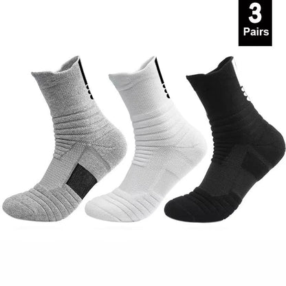 6/3/1 Pairs New Men Sports Running Fitness Flight Short Tube Socks Women's Towel Bottom Basketball Socks Solid Color Black Socks