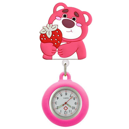 MINISO Cartoon Women Mens Nurse Doctor Students Mouse Bear Duck Lovely Retractable Badge Reel Clip Pocket Watches Clock Gifts