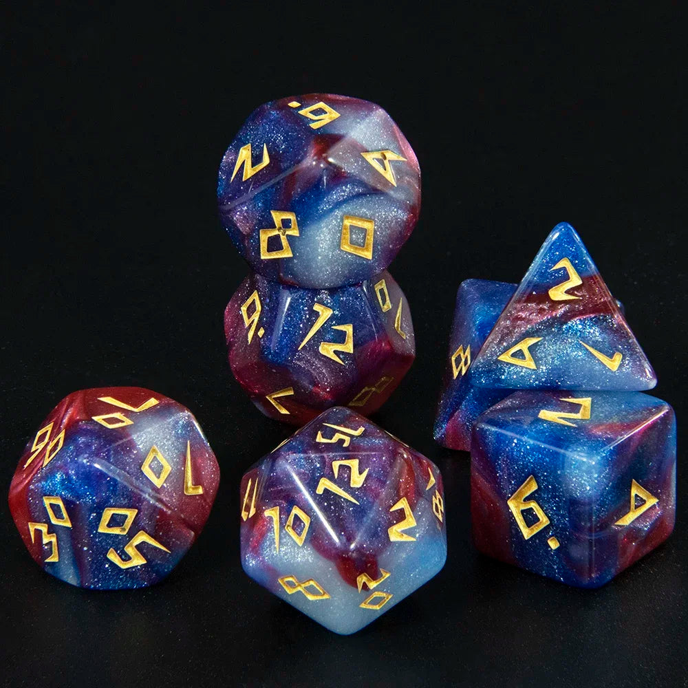 DND Polyhedral Dice Set - 7 Pieces Acrylic Mixed Colour Glitter Games Dice  for Souvenirst Entertainment RPG Board Game