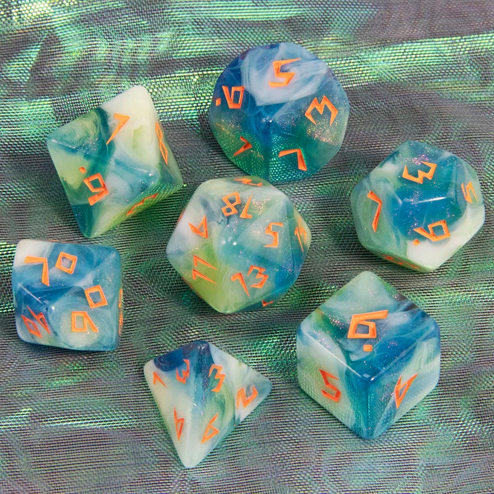 DND Polyhedral Dice Set - 7 Pieces Acrylic Mixed Colour Glitter Games Dice  for Souvenirst Entertainment RPG Board Game