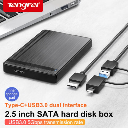 SATA to USB3.0/Typec HDD Enclosure Mobile Hard Drive Cases for SSD External Storage HDD Box With USB3.0/2.0 Cable ABS