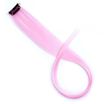 5PCS 22Inch Synthetic Long Straight Hair Clips Rainbow Hair Extension Colored Red Green Blue Hairpiece for Women