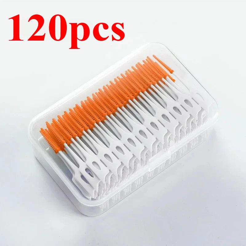 200/400pcs Interdental Silicone Brushes Dental Toothpicks Brush Between Teeth Silicone Toothpicks With Thread Oral Cleaning Tool