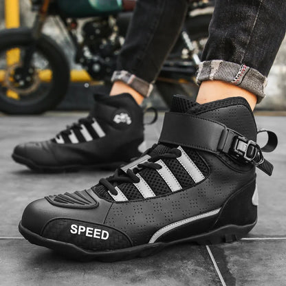 New Motorcycle Boots Men Leather Motos Breathable Anti Slip Wear-resistant Riders Boots Motorbike Racing Ankle Length Shoes