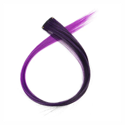 5PCS 22Inch Synthetic Long Straight Hair Clips Rainbow Hair Extension Colored Red Green Blue Hairpiece for Women