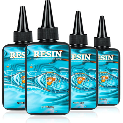 UV Resin 100-300g/random molds 5pc - Upgraded Hard Type Crystal Clear Ultraviolet Curing UV Epoxy Resin for Craft Jewelry Making
