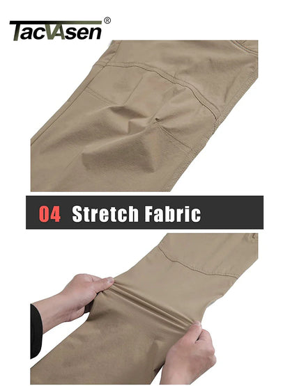 TACVASEN Summer Lightweight Trousers Mens Fishing Pants Outdoor Hiking Nylon Quick Dry Pockets Cargo Pants Casual Work Trousers