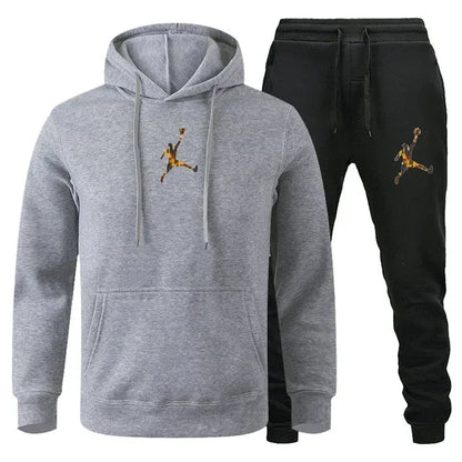 2025 Autumn/Winter Men's jogging Fitness sportswear Set: Fashionable long-sleeved sweatshirt + casual pants 2-piece set