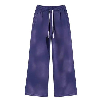 IEFB Washed Male Set Sweatshirt Sweatpants Splash-ink White Spray Dye Velvet Hoodies Autumn Spring New Trendy Male Wear 9W125