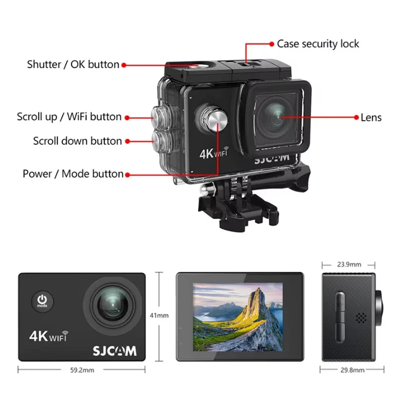 SJCAM SJ4000 Air Action Camera with 4K Video 30M Waterproof 2.4G WiFi Sports Camera Action Cam Sports Camera bicycle motorcycles