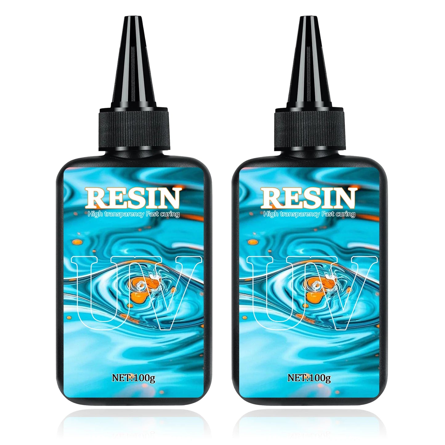 UV Resin 100-300g/random molds 5pc - Upgraded Hard Type Crystal Clear Ultraviolet Curing UV Epoxy Resin for Craft Jewelry Making