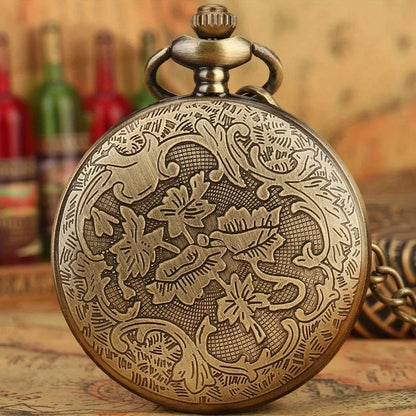Vintage Bronze Steampunk Copper Cutout Gear Quartz Pocket Watch Necklace Pendant Clock Chain Men Women Chain Gift