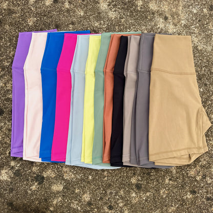 Solid Color Cycling Women Sport Yoga Short leggings Compression Support Sweat-Wickin Comprehensive Training Jog Internal Pocket