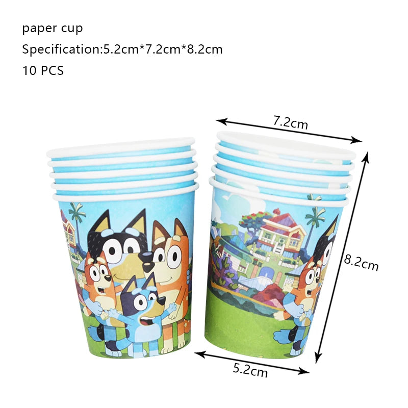 New Bluey Birthday Party Decoration Latex Balloons Bingo Aluminum Film Balloon Disposable Tableware Kids Event Supplies Backdrop