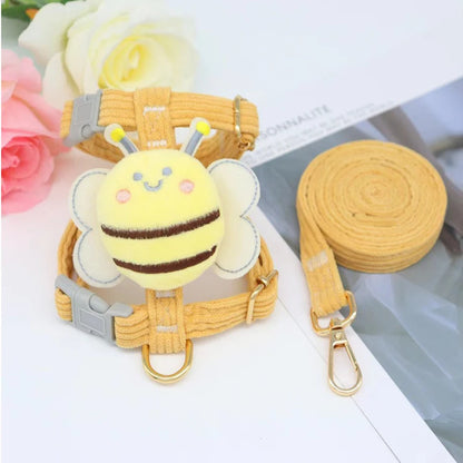 Pet chest and back lightweight cat chest and back fashionable cute little bee chest and back dog out door traction rope