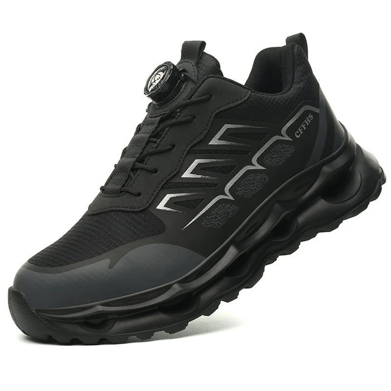 Men Rotating Button Safety Shoes Steel Toe Work Sneakers Indestructible Shoes Puncture-Proof Work Boots Air Cushion Safety Shoes