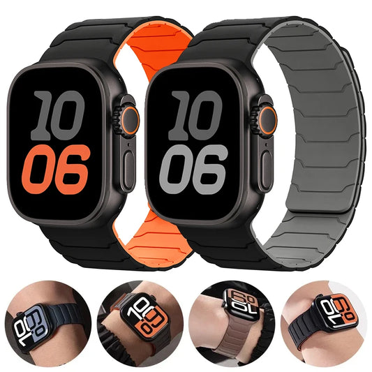 Strap For Apple Watch ultra 2 Band 49mm 44mm 45mm 40mm 42mm 46mm 41mm 38mm Magnetic Silicone Bracelet IWatch Series 10 SE 9 8 7