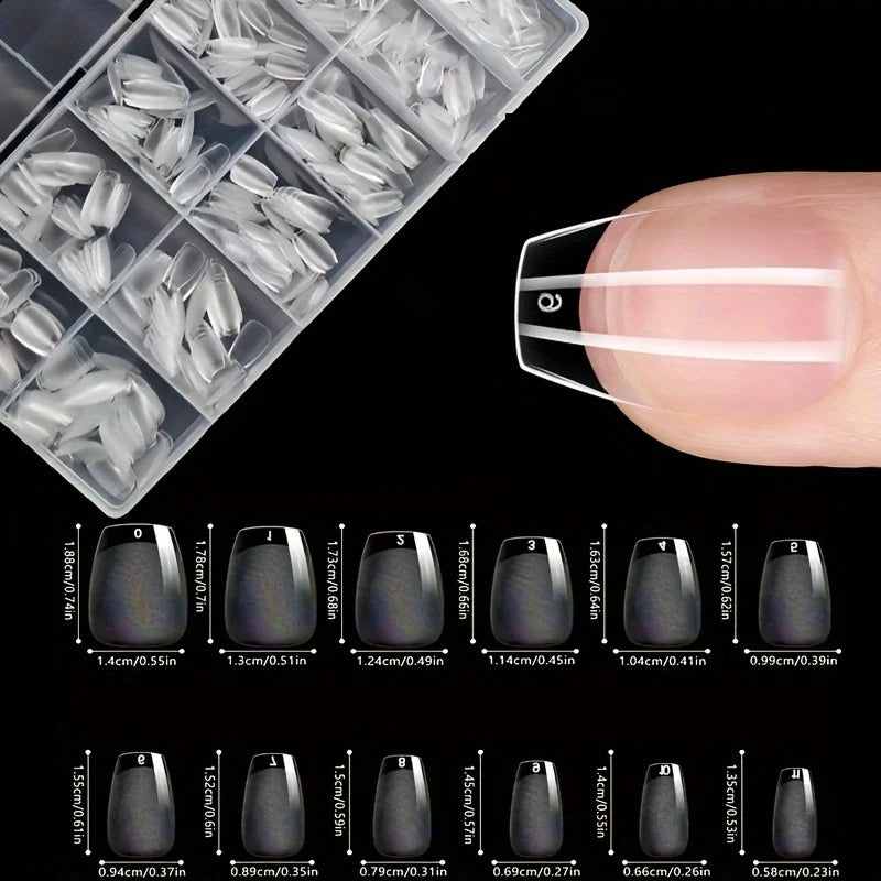 600Pcs Nail Tips Short Almond Shaped Half Matte Clear Acrylic False Nail Tips for Nail Extension Manicure Tools