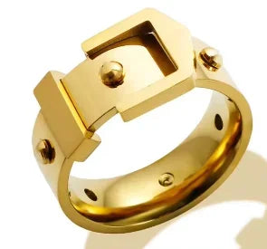 Shiny Crystal High End Non Tarnish Fashion Geometric Open Gold Plated Stainless Steel Rings for Women Wedding Ring Jewelry Gifts