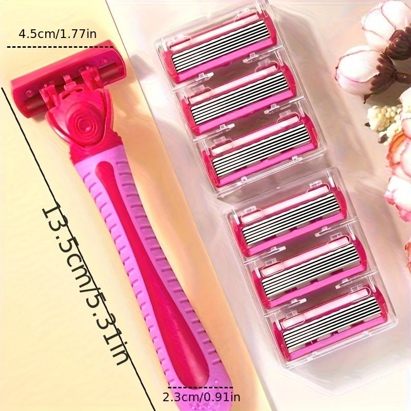 Razor for women 6-Layer blade leg hair underarm shaving knife 6-layer blades razor cross-border spot manual razor Leg shaver