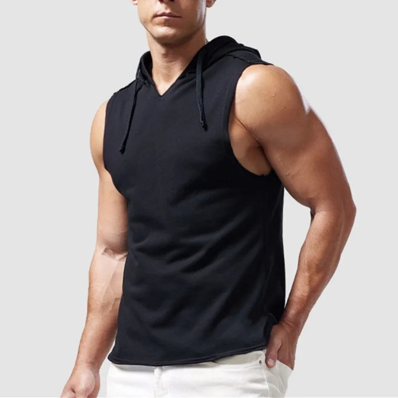 M-3XL Men's Tank Tops Vest Sleeveless Tees Hooded Male T Shirt Gym Exercise Sports Golf Shirt Korean Style Casual Solid Color