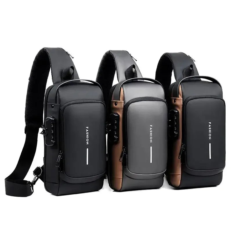 Men's anti-theft chest bag, multifunctional USB crossbody bag, travel sling bag, crossbody bag