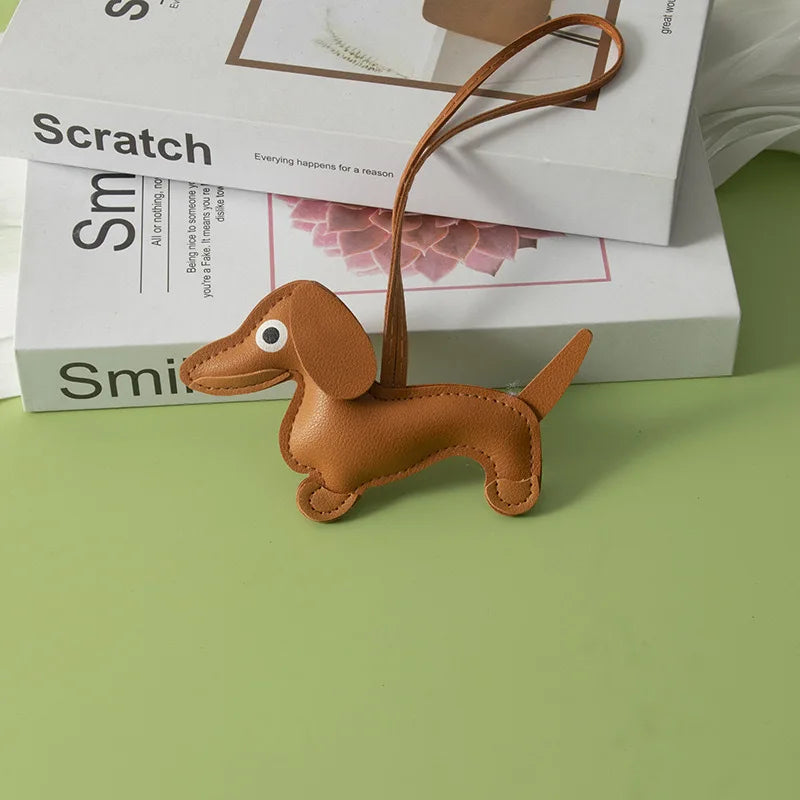 Cute Dachshund Shaped Leather Keychain Bag Hanger-Inspired by Cute Lucy Couple's Keychain Car Ornament