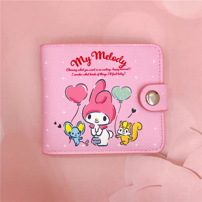 Sanrio Hello Kitty Cinnamoroll My Melody Kuromi New Pu Casual Money Bag Coin Purse Card package Wallet With Buttons ?