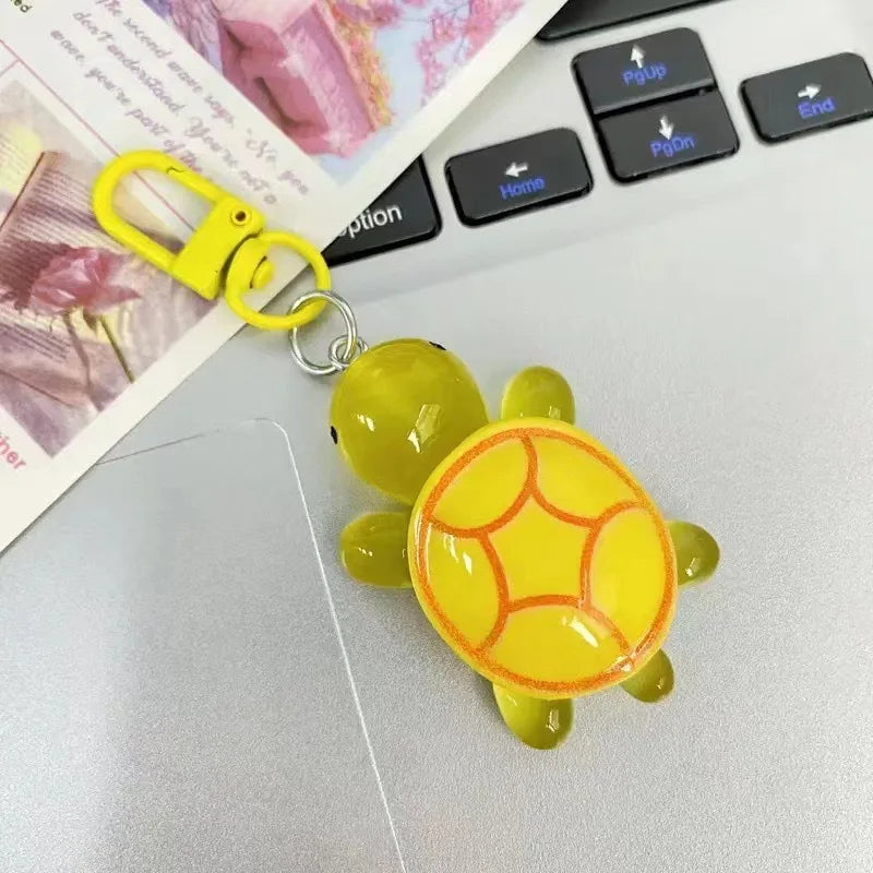 Cute Glow in The Dark Turtle Keychain for Women Girls Backpack Pendant Colorful Tortoise Keyring Student DIY Accessories Gift
