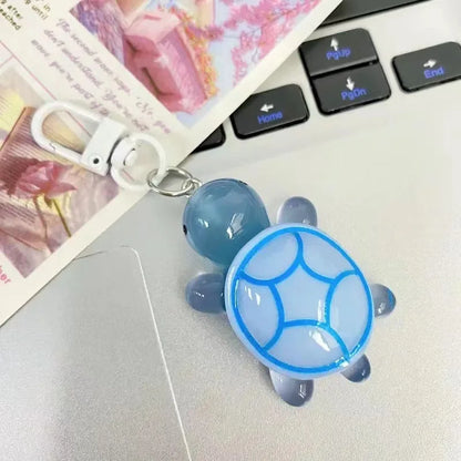 Cute Glow in The Dark Turtle Keychain for Women Girls Backpack Pendant Colorful Tortoise Keyring Student DIY Accessories Gift