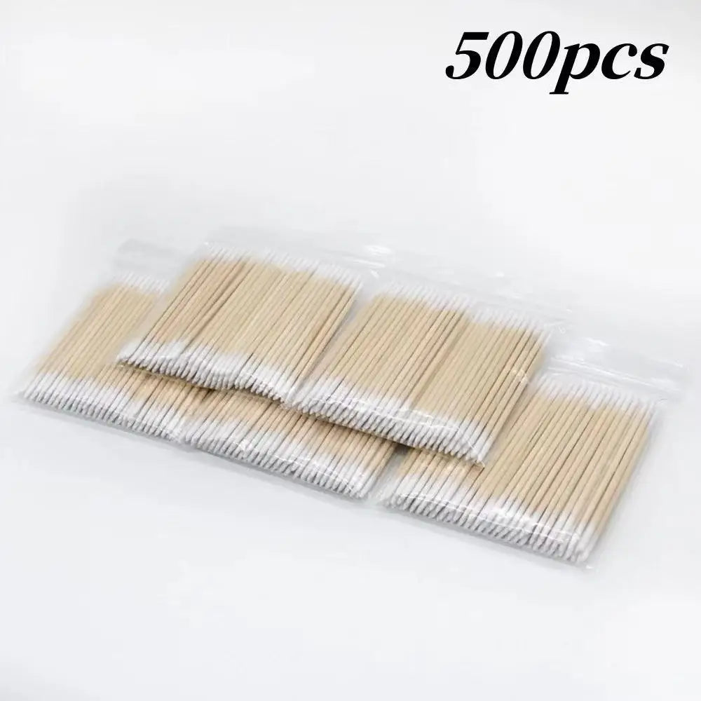 100/300/500 Nails Wooden Tip Cotton Stick Buds Disposable Ultra-Detail Corrector Nail Polish Remover Clean Sticks Manicure Tools