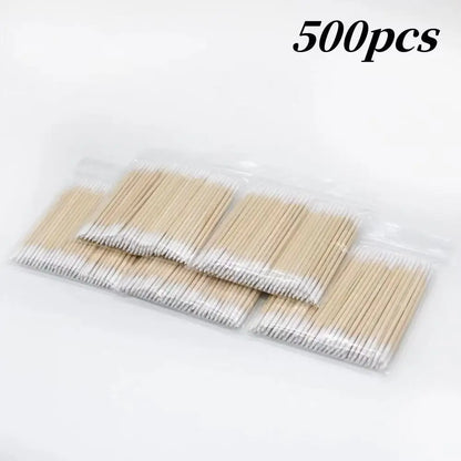 100/300/500 Nails Wooden Tip Cotton Stick Buds Disposable Ultra-Detail Corrector Nail Polish Remover Clean Sticks Manicure Tools