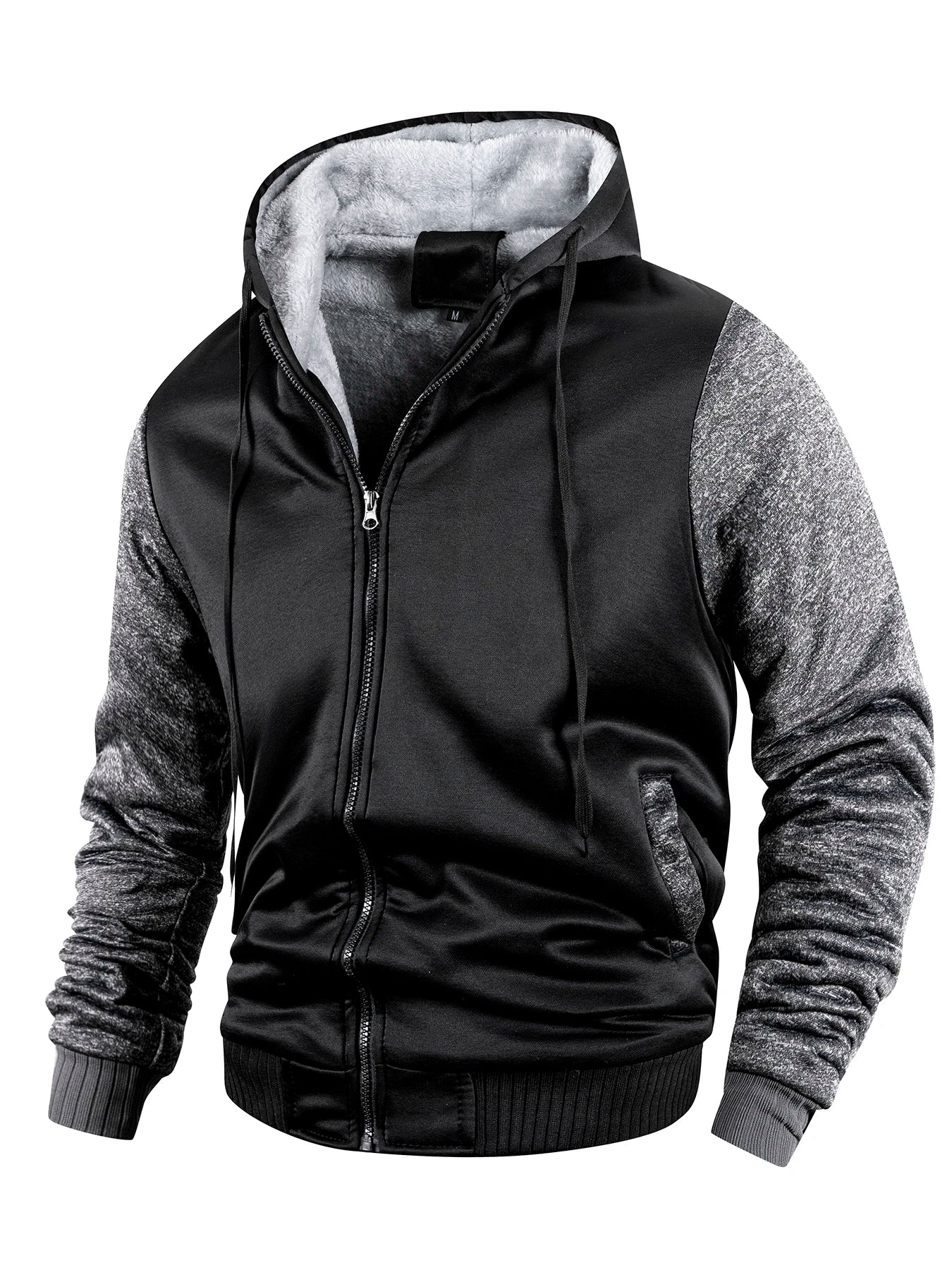 Men Color-Splicing Jacket Winter Warm Fleece Hoodies Outdoor Sports Windproof Baseball Uniform Male Fashion Zipper Thicken Coats