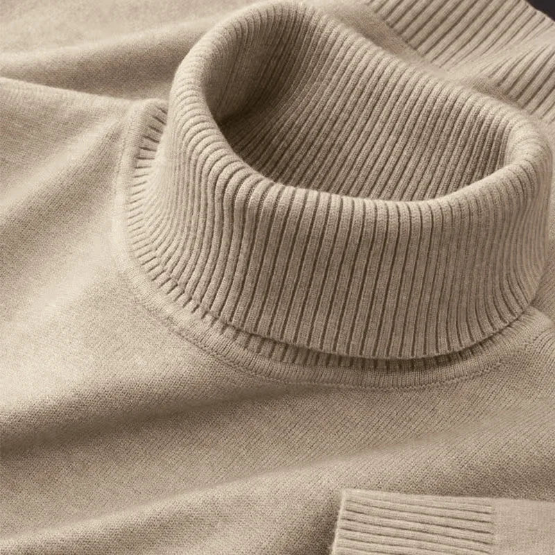 2025 New Mens Knitted Sweaters Solid Color Turtleneck Breathable Pullovers Warm Outdoor Basic Streetwear autumn Business Tops