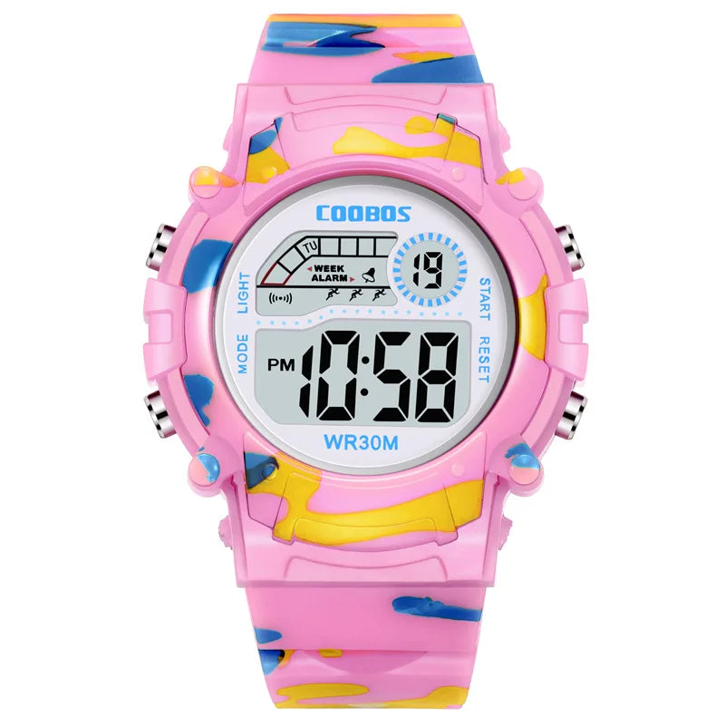 2023 New Boys Sports Military Kids Digital Watches Student Childrens Watch Fashion Luminous LED Alarm Camouflage Girls Clock