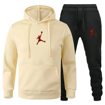 2025 Autumn/Winter Men's jogging Fitness sportswear Set: Fashionable long-sleeved sweatshirt + casual pants 2-piece set