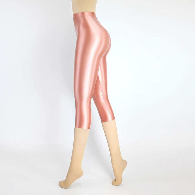 Satin Silky Smooth Women Pants Sexy Tight High Waist Gloss Pants Capris Yoga Sports Joggers Sweatpants Women Pants Bottoms