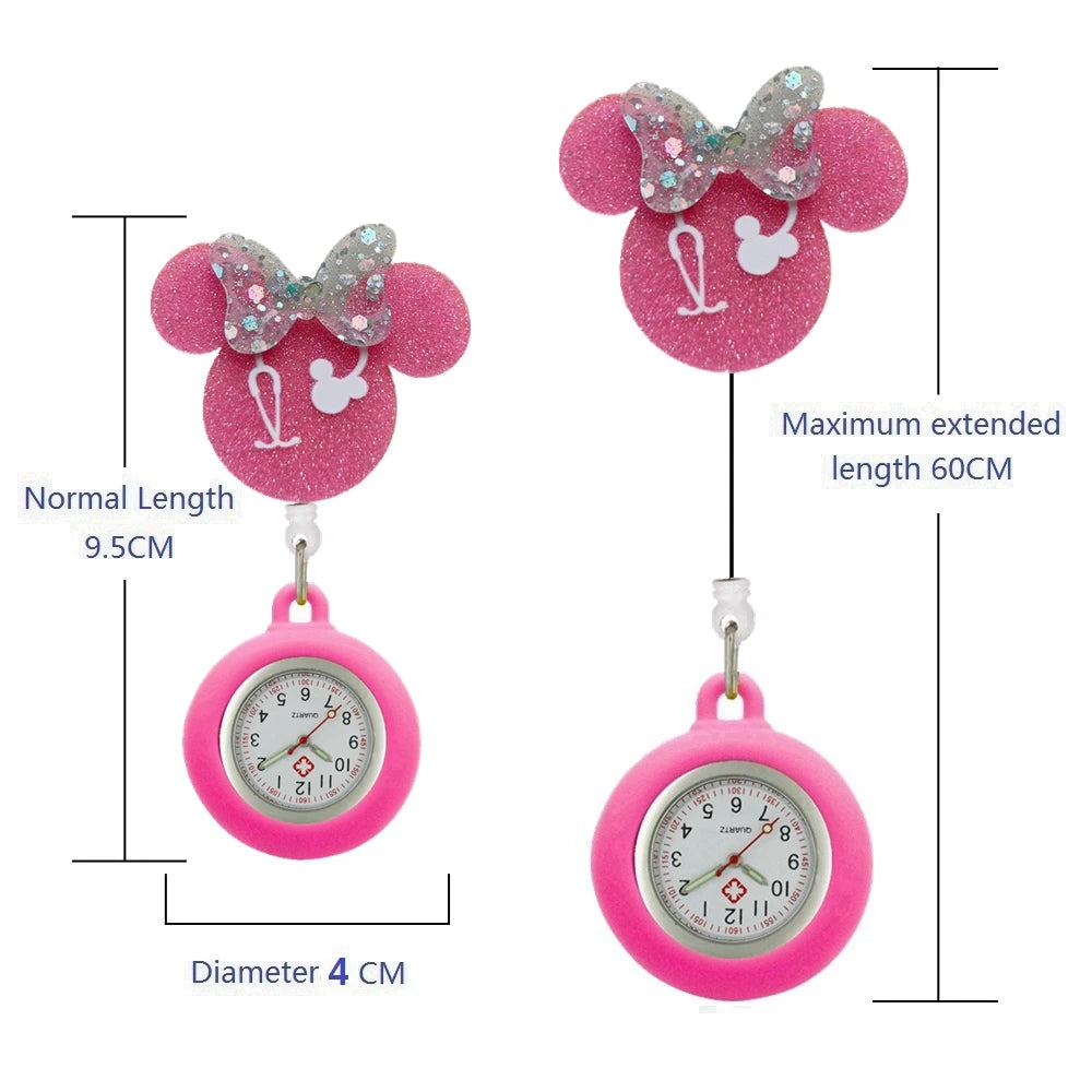 Hospital Health Care Shiny Heart Medical Icons Cartoon Lovely Nurse Doctor Clip Pocket Watches Hang Clock Gift Watch