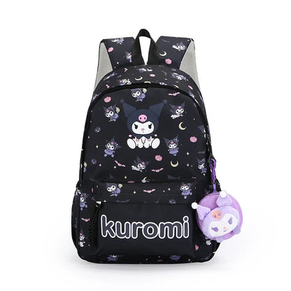 1PC Hello Kittys Anime Backpack, Kuromi Cinnamoroll School Bags With Wallet Charm, Student Girl Casual Travel Commute Knapsack
