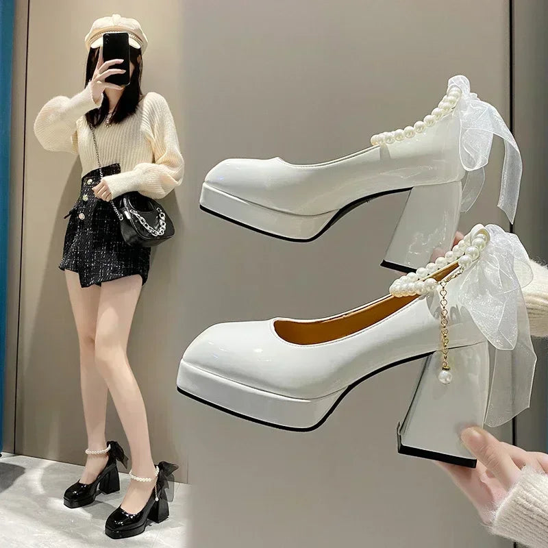 2024 Shoes for Women High Heels Mary Jane Shoes Pumps New Ladies White Women Heels Platform Shoes Women's Heels Zapatos De Mujer