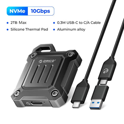 ORICO Portable M.2 2230 NVMe SSD Case 10Gbps External Hard Disk Enclosure USB C 3.2 Gen 2 M2 Housing Storage Box for PC Laptop
