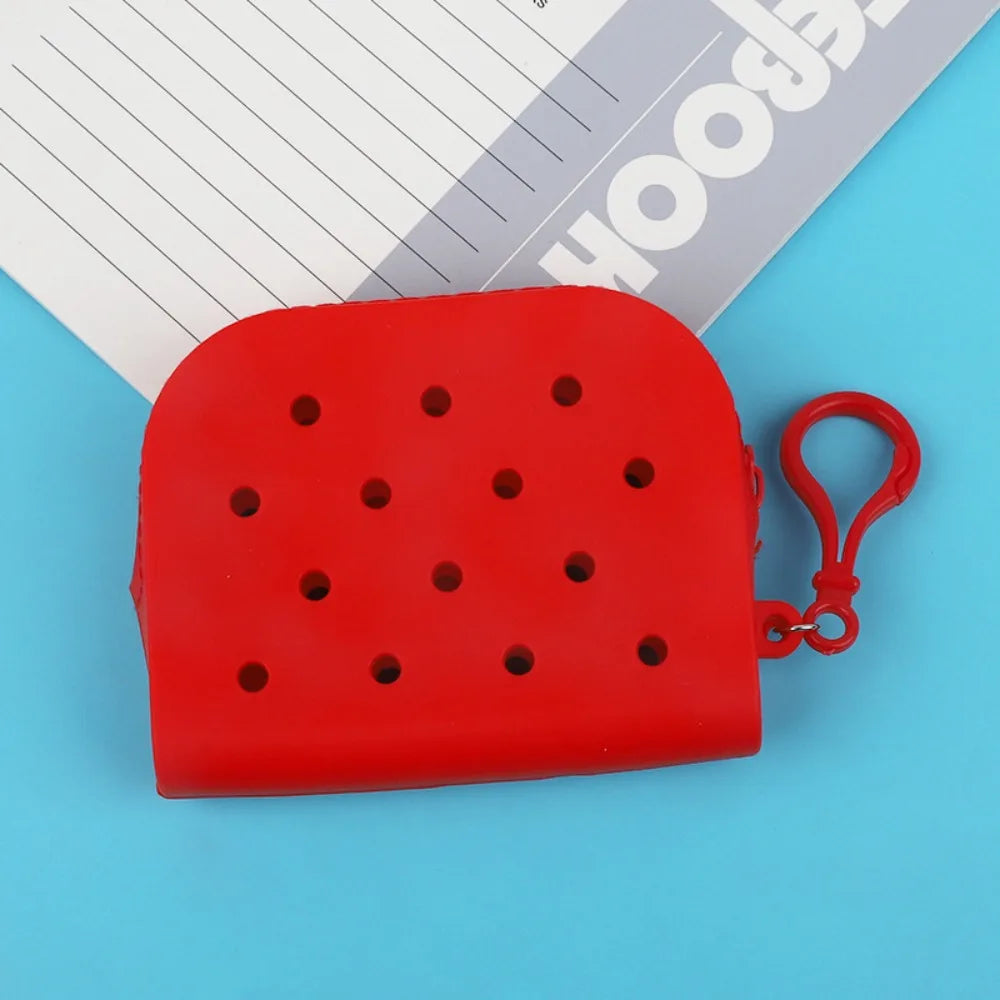 Soft Silicone Mini Holes Wallet Zipper Coin Purses Card Holder Money Bag Women Girls Zipper Change Pouch Storage Bag Organizer