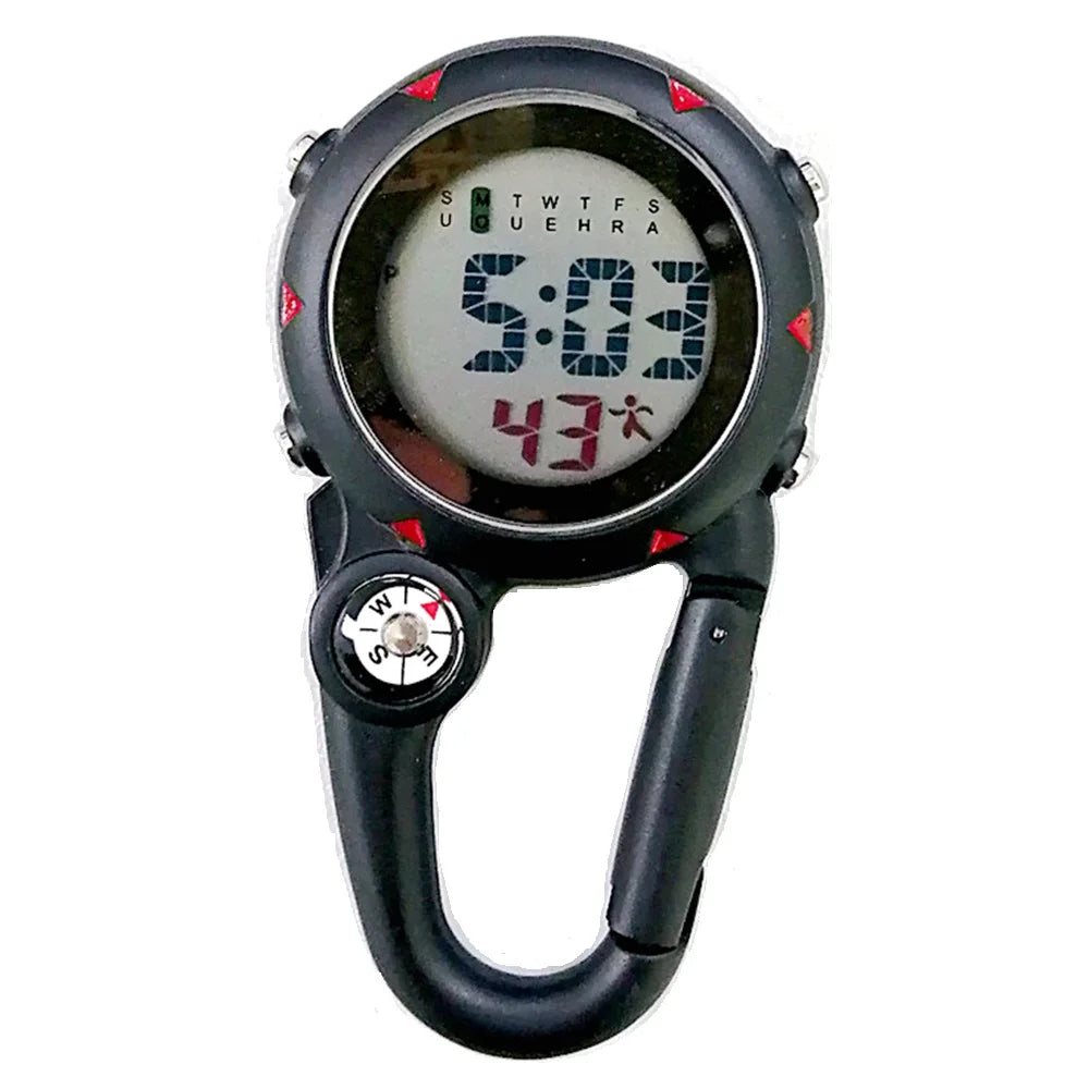 Unisex Women Mens Nurse Doctor Carabiner Clip Digital Electronic Luminous Multi-function Keychains FOB Pocket Watches Hang Clock