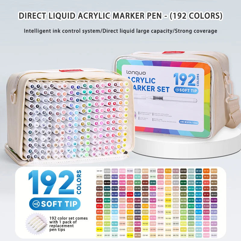 Languo 9pcs/box Soft Brush Acrylic Marker Pen Set£¬DIY Hand Drawn,Paint Art Markers pens,Student Graffiti Acrylic Paint Pens,M720