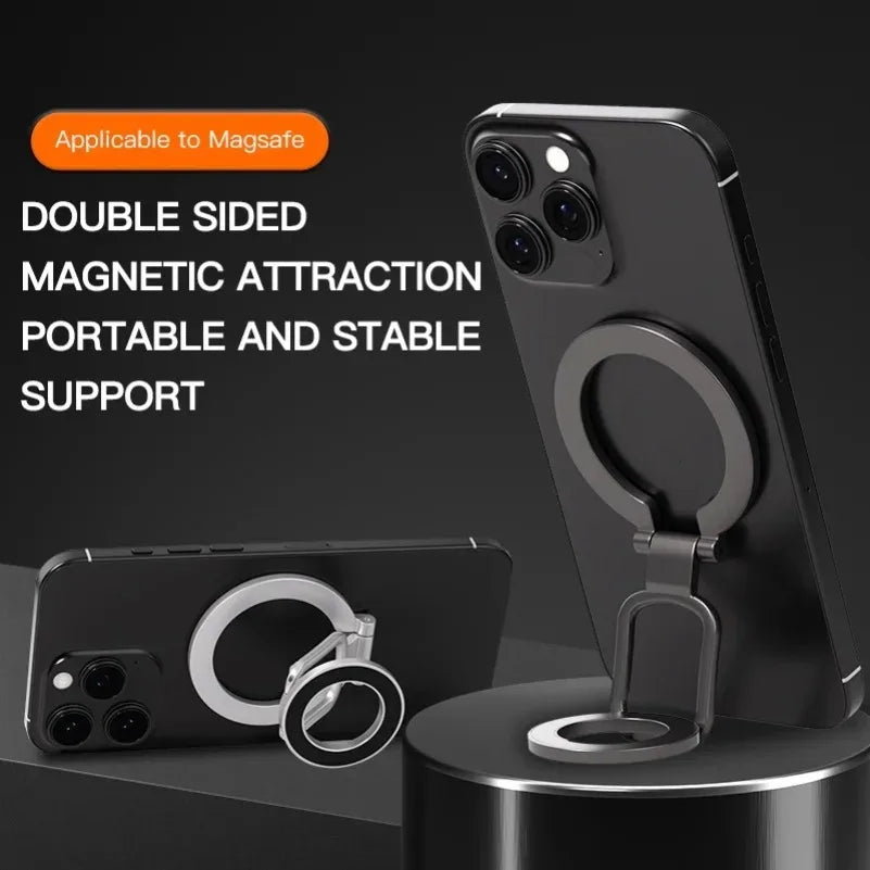 Double-Sided Holder Foldable 360?? Rotating Stand with Strong Magnet & Finger Grip Suppor