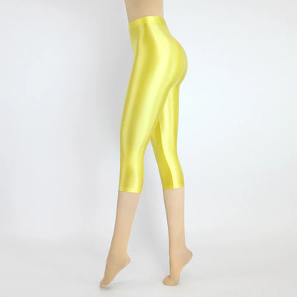 Satin Silky Smooth Women Pants Sexy Tight High Waist Gloss Pants Capris Yoga Sports Joggers Sweatpants Women Pants Bottoms