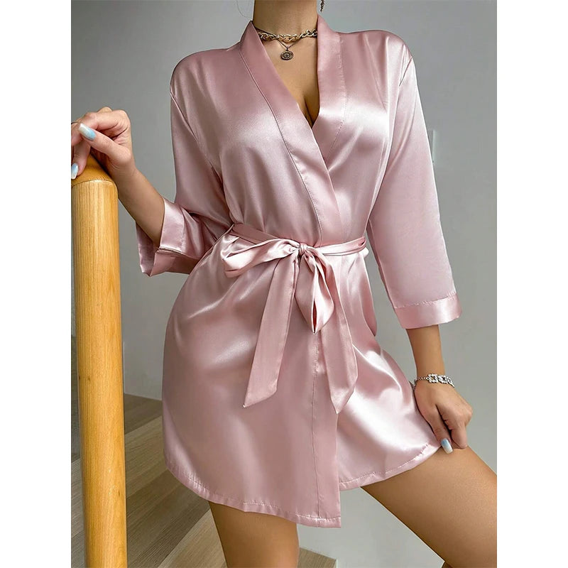 Kimono Robe Bathrobe Robes Luxurious Soft Satin Bridesmaid Robe for Women Comfortable Spa Robe With Belt Women's Sleepwear