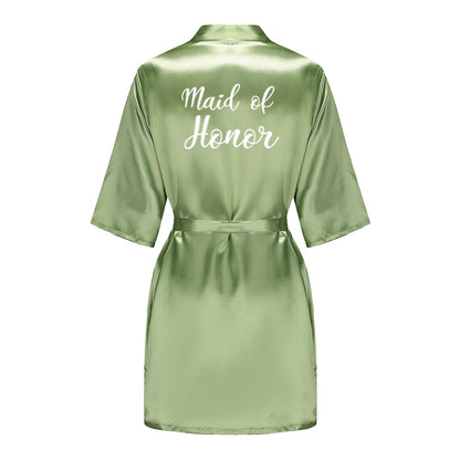 Satin Silk Robes Plus Size Wedding Bathrobe Bride Bridesmaid Mother Maid of Honor Gown Women Clothing Sleepwear Sage Green